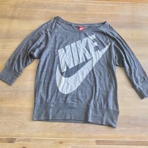 Grey 3/4 sleeve sweater top size Large